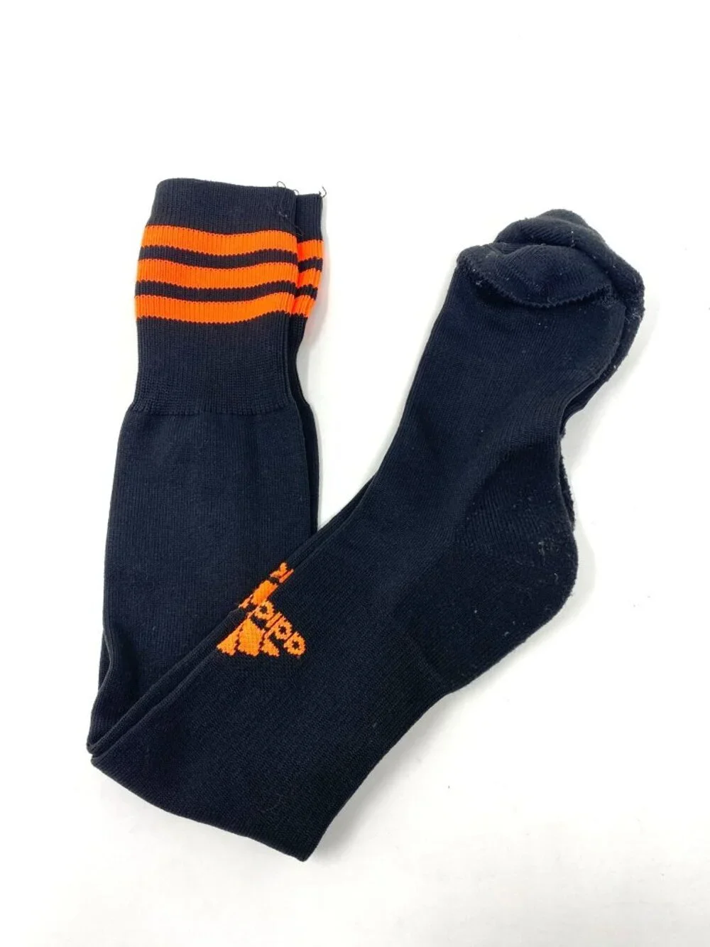 Adidas Kids Soccer Sports Socks Black Orange Over Knee Cushioned Vented B10